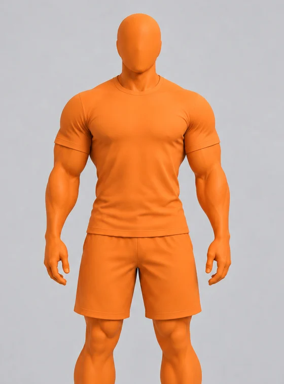 Forge, a faceless orange fitness character